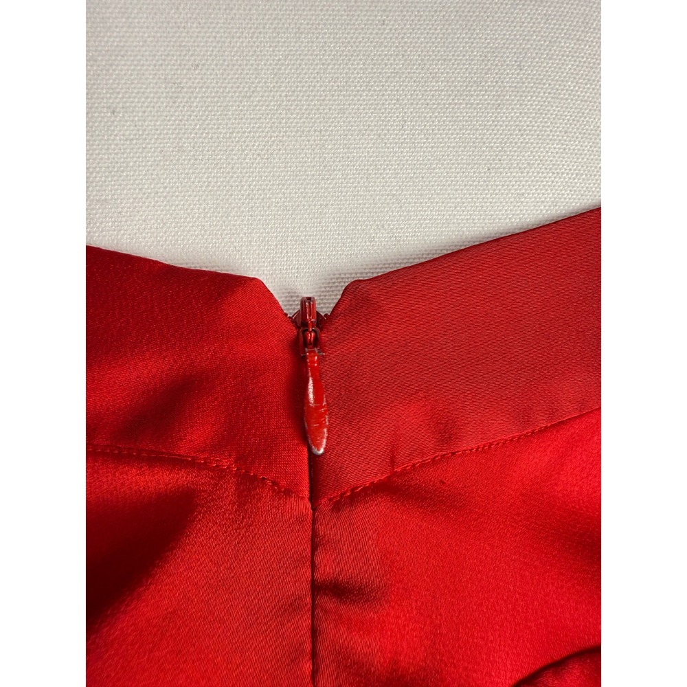 RONNY KOBO Wonder Red Satin Gown Halter Neck Maxi‎ Dress with Rose Detail Size S - Picture 11 of 14